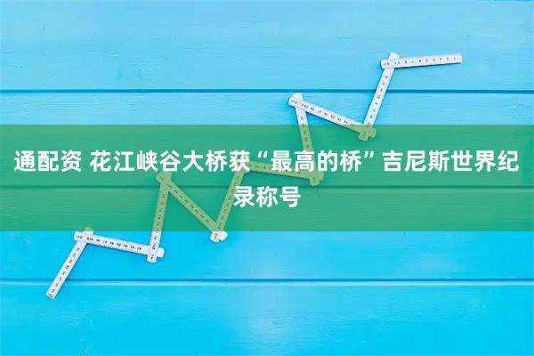 通配资 花江峡谷大桥获“最高的桥”吉尼斯世界纪录称号